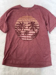 Vans Kids sz. L deep burgundy logo tropical tee. Cute - Picture 1 of 7