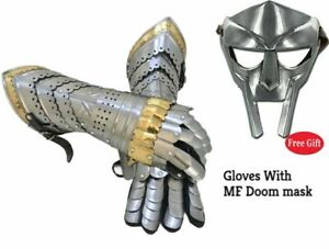 Medieval Armor Metal Gloves With metal MF Doom Mask Handmade design for best new