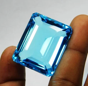 Gemas sueltas naturales 66,4 quilates aguamarina Brasil corte esmeralda azul océano certificadas - Imagen 1 de 7