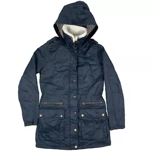 Fat Face Navy Blue Hooded Parka Coat Jacket Size Women's UK 8 - Picture 1 of 15