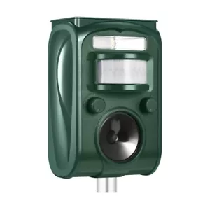 AMIATCH Solar Ultrasonic Animal Repeller, Motion Detection, Flashing Light - Picture 1 of 8