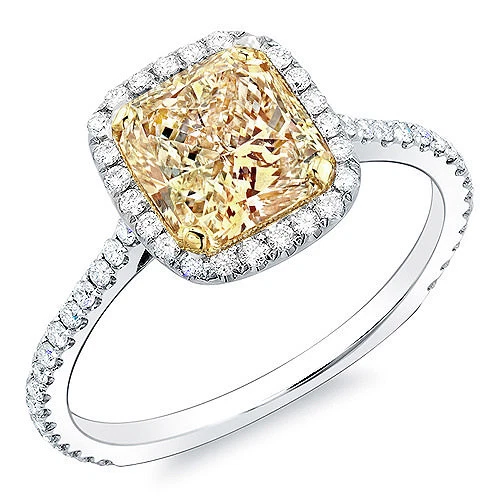 Stunning GIA 1.40 Ct. Fancy Yellow Radiant Cut Diamond Engagement Ring VS2 18k - Image 1 of 1