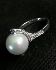 Vintage ladies sterling silver ring Faux Pearl , size 8/ 18 mm, 925, 6 grams - Picture 1 of 1