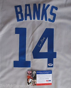 2-ERNIE BANKS-CHICAGO CUBS-Autographed MAJESTIC MLB Jersey-PSA/DNA Authenticated - Picture 1 of 3