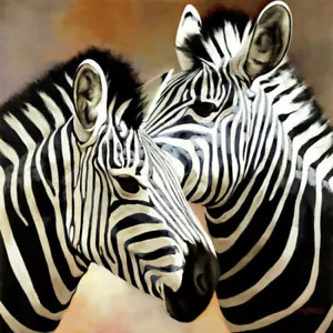 Zebra Pair by Arcobaleno Wildlife Animals African Zebras Fine Art Print 24x24 ❤ - Picture 1 of 1