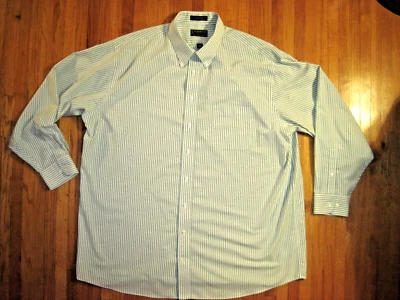 Stafford Essentials Green Pinstripe Oxford Dress Shirt 2XL Big 18 1/2 36-37 New - Image 1 of 4