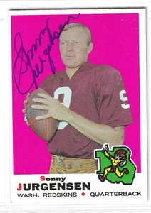 SONNY JURGENSEN JSA AUTH SIGNED 1969 TOPPS CARD HOF AUTOGRAPH WASHINGTON - Picture 1 of 2