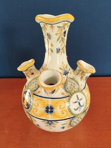VASE SOLIFLORE EN FAIENCE SIGNE CHARLES FOURMAINTRAUX DESVRES H.23CM - Imagen 1 de 8