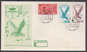 Ifni 215/17 1965 Día del Sello Escudo Aguila Fauna Coat SPD Sobre Primer Día - Imagen 1 de 1