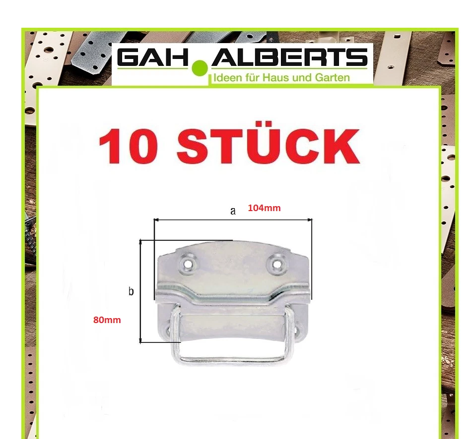 10 STÜCK GAH Kistengriff Höhe 80 mm Breite 104 mm Stahl verzinkt - Bild 1 von 1