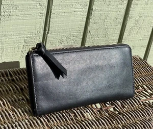 Madewell The Continental Zip Wallet Slim Black Leather Near MINT MSRP:$88 - Picture 1 of 15