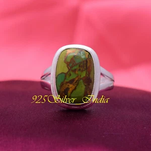 Fine Green Copper Turquoise Gemstone 925 Sterling Silver Handmade Ring All Size - Picture 1 of 6