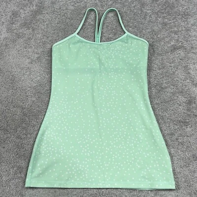 Lululemon Tank Top Women's 4 Power Y Mint Green White Polka Dot Built In Bra EUC - Image 1 of 4