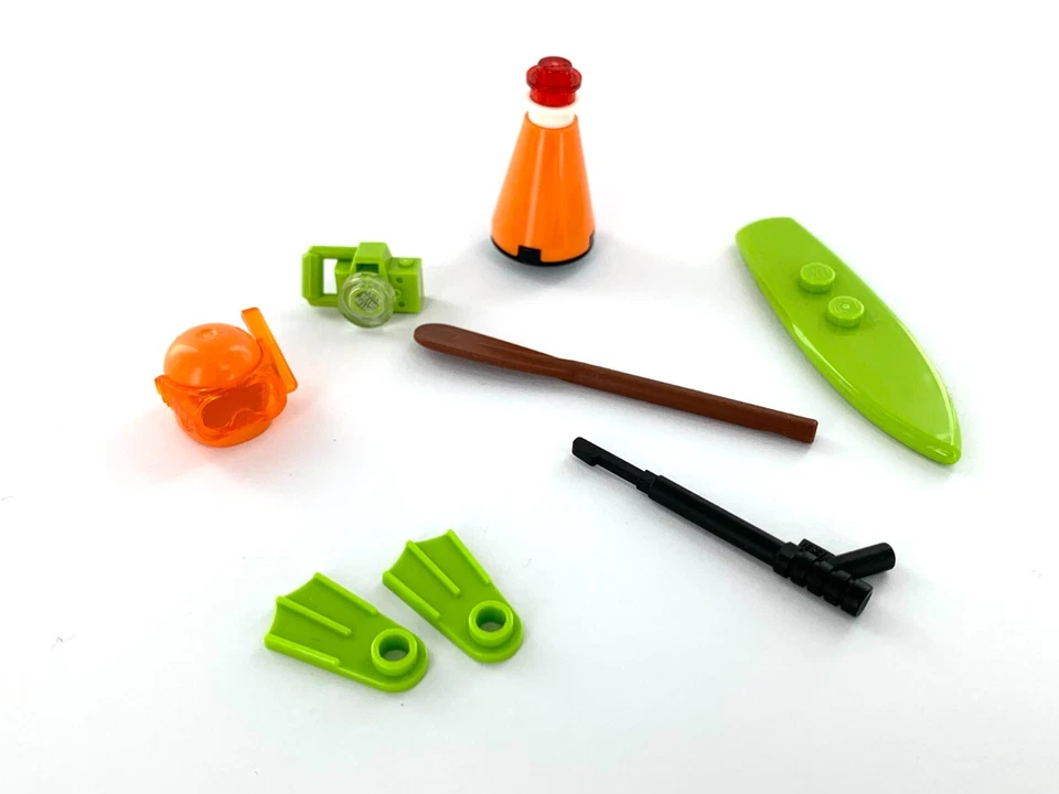 LEGO Boje, Unterwasserkamera, Flossen, Taucherbrille und Harpune, Surfbrett, NEU - Bild 1 von 1