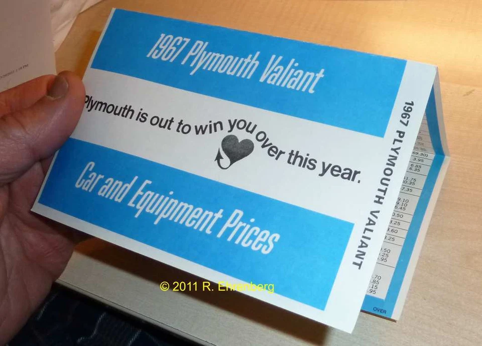 Mopar! 1967 Plymouth Valiant 100 / 200 / Signet Factory Codes / Prices / Options - Image 1 of 1