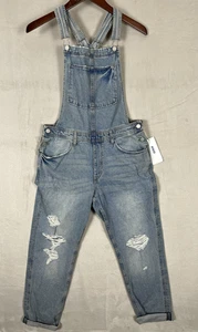 H & M Overalls Women's &Denim Blue Color Size 10 Distressed New - Picture 1 of 19