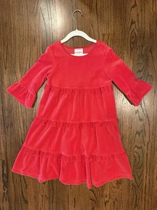 Hanna Andersson red velvet girls dress size 6/7 or 120cm tiered ruffles holiday - Picture 1 of 10