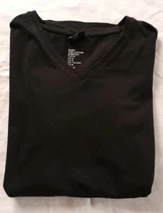 H&M V-Neck T-Shirt Regular Fit Gr. M Schwarz Shirt - Bild 1 von 6