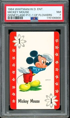 1964 Whitman Disneyland Disney Playing Card Flowers Mickey Mouse POP 1 ~ PSA 7 - Image 1 of 2
