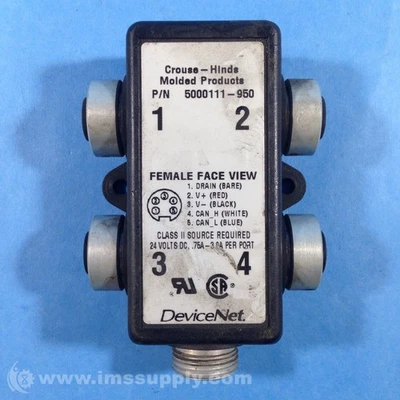 Crouse Hinds 5000111-950 DeviceNet 4-Port Multibox USIP - Image 1 of 4