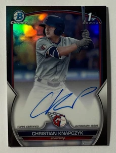 2023 Bowman Draft Chrome Christian Knapczyk Black Refr 1st Bowman Auto 27/75 - Picture 1 of 2