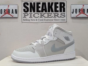 Air Jordan 1 Mid SE GS - HQ3600 121 - Summit White / Silver - 7Y / Women's: 8.5 - Picture 1 of 21