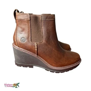 Timberland Kellis Womens Chelsea Boots Size 8.5 Brown Nubuck Suede Leather Wedge - Picture 1 of 8