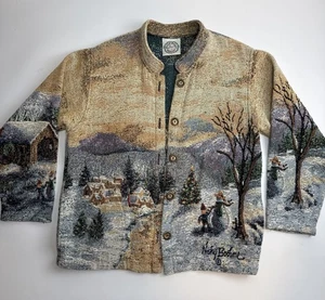 Vintage Sugar Street Weavers Tapestry Blanket Jacket Nicky Boehme Small Winter - Picture 1 of 8