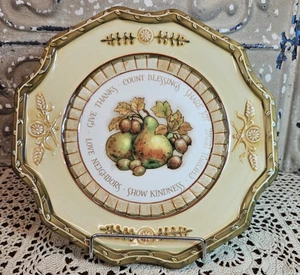 Piatto da portata ceramica Ringraziamento autunno raccolto conte benedizioni ringraziamenti 9" - Foto 1 di 6