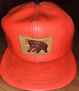 Vintage Hat, Hunter's Orange, Vinyl, Large, Bear - Picture 1 of 5