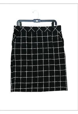 Falda lápiz formal a cuadros negra para mujer Liz Claiborne talla M con bolsillos laterales Foto 1 de 4