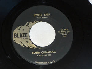 45 RPM Bobby Comstock & The Counts Tennessee Waltz, Sweet Talk Blaze 349 VG+ - Picture 1 of 4