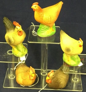 1930er Jahre sehr guter Vintage Zustand Zelluloid Miniatur Hühner 5er Set 3" - Bild 1 von 5