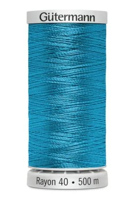 Gutermann Rayon 40 #1095 TURQUOISE, 500m Machine Embroidery Thread - Image 1 of 2