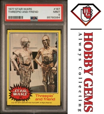 C-3PO PSA 9 1977 Topps Star Wars Threepio C-3PO and Friend #187 - Image 1 of 2