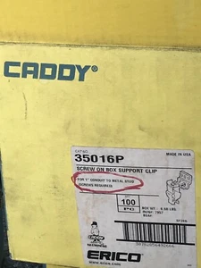 "Clip de soporte de caja atornillable 125 Caddy Erico 35016P, conducto de 1"" a perno de metal" - Imagen 1 de 3
