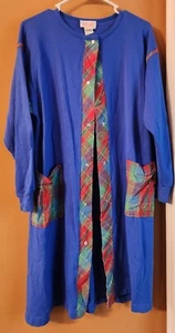 Leisure Life Robe.  Made In Usa.  Blue And Plaid  - Picture 1 of 4