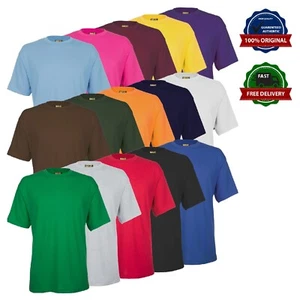 Mens 100% Plain Breathable Short Sleeve T Shirt Size XS to 5XL CASUAL SPORT WORK - Picture 1 of 17