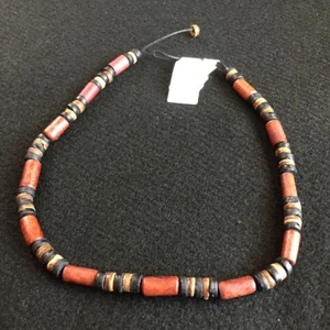 Collier surfeur perles en bois artisanal 18,5 pouces tricolore neuf avec étiquettes - Photo 1/11