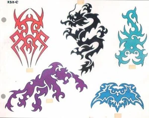 1980s #232C ORIENTAL DRAGONS 11 X 14" TATTOO DESIGN SHEET LAMINATED VG COND - Picture 1 of 1