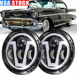 For Chevy Bel Air 1955-1957 Pair 7inch Headlights Hi/Lo Beam Light - Picture 1 of 10