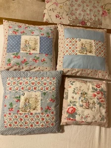 Kids baby nursery Peter rabbit Beatrix Potter hand made cushion set floral VGC - Picture 1 of 7