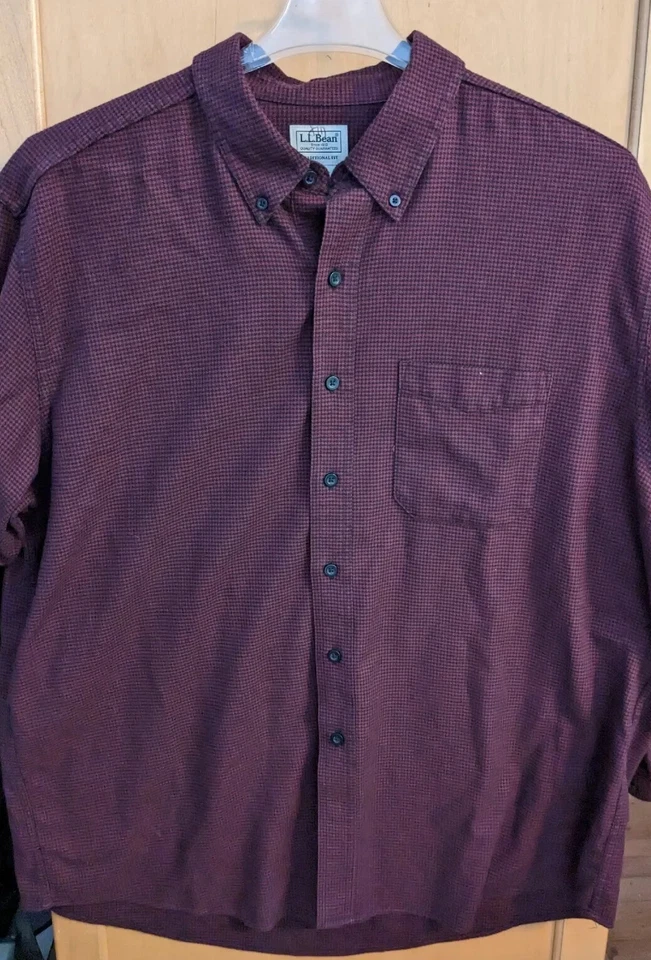 L.L. Camisa de vestir Bean para hombre roja a cuadros de algodón XL regular 100 % algodón manga larga Foto 1 de 4