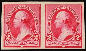US # 220P5 *MINT OG H {-XF- 2c WASHINGTON PAIR } "SCARCE PL PROOF ON STAMP PAPER - Picture 1 of 1