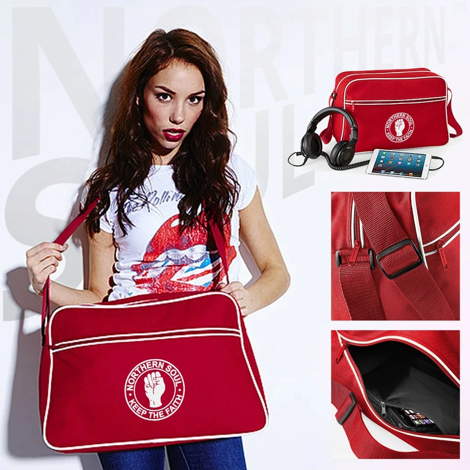 Unisex Northern Soul Retro Shoulder Bag With Embroidered Fist Logo. Mod. Ska - Image 1 of 1