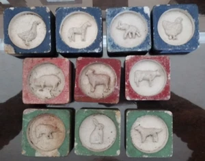 Lot of 10 HTF Antique Chalkware (Ceramic) Children's Animal Molds 2" - Picture 1 of 9