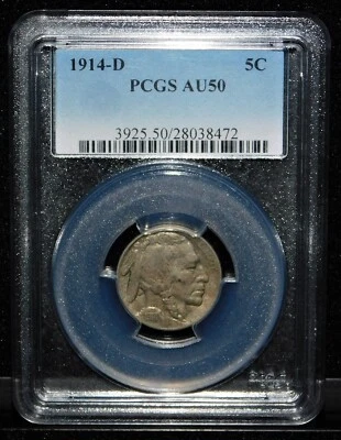 1914-D PCGS AU50 Buffalo Nickel Certification # 3925.50/28038472 - Image 1 of 4