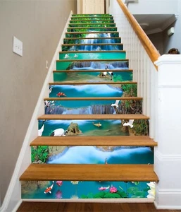 3D Carp Crane 670 Stair Risers Decoration Photo Mural Vinyl Decal Wallpaper - Picture 1 of 5