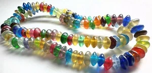 Bead Mix, Translucent Luster Lampworked Glass 7x2-8x5mm Rondelle 1 Strand(76-90) - Picture 1 of 5