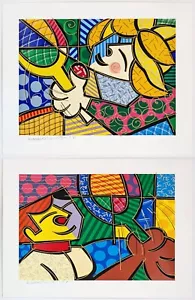 ROMERO BRITTO "TENNIS SUITE" 1994 | RARE HAND EMBELLISHED PRINTS | MAKE AN OFFER - Picture 1 of 4